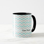 Aqua und Zickzack Graumuster Tasse (VorderseiteRechts)