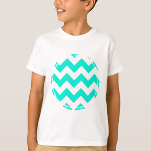 Aqua und Zickzack Weiß T-Shirt