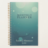 Aqua Underwater Mermaid Brain Dump Monthly Planner Planer (Vorderseite)
