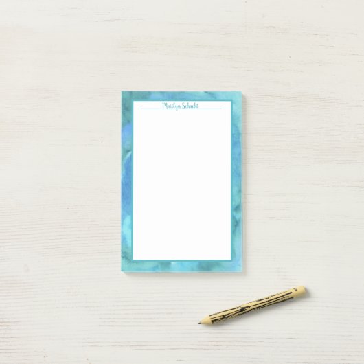 Aqua Unterwasser Wasserfarbengrenze Post-it Klebezettel (Auf Schreibtisch)