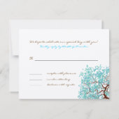 Aqua Verlasse braune Tree Monogram Response Card Einladung (Vorderseite)
