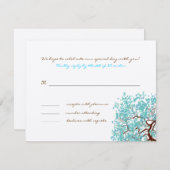 Aqua Verlasse braune Tree Monogram Response Card Einladung (Vorne/Hinten)