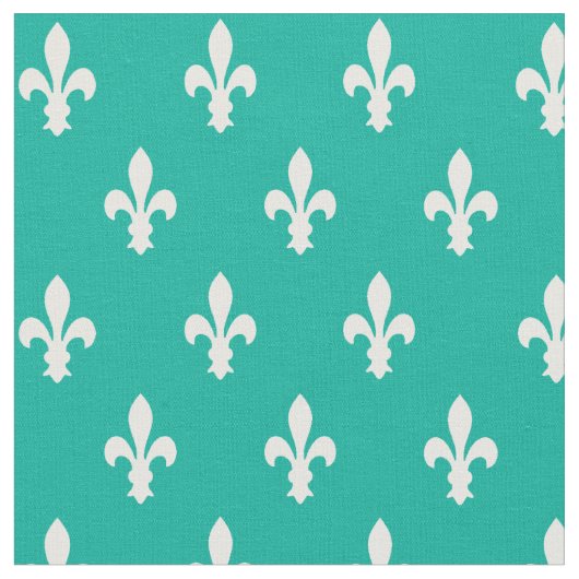 Aqua Viktorianisch Fleur de Lys Fabric Stoff (Nahaufnahme)