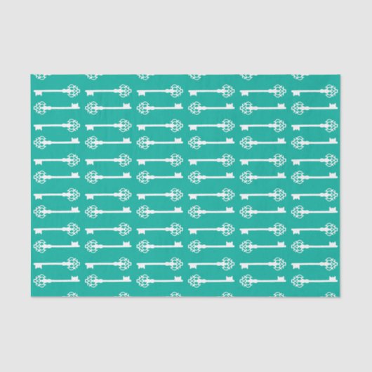 Aqua Viktorianisch Keys Seidenpapier (Vorderseite)