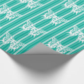 Aqua Viktorianisch Strip mit Schmetterling Geschenkpapier (Ecke)