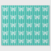 Aqua Viktorianisch Strip mit Schmetterling Geschenkpapier (Flach)