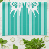 Aqua Viktorianisch Strip mit Schmetterling Geschirrtuch (Gefaltet)