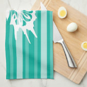 Aqua Viktorianisch Strip mit Schmetterling Geschirrtuch (Viertel Falte)