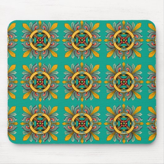 Aqua Viktorianisch Tile Design Mousepad (Vorne)