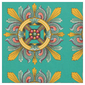 Aqua Viktorianisch Tile Design Stoff (Nahaufnahme)
