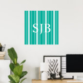 Aqua Viktorianische Lady Strip mit Monogram Poster (Heimbüro)