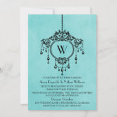 Aqua Vintag Chandelier Wedite Invite Einladung (Vorderseite)
