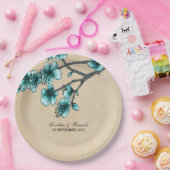 Aqua Vintag Cherry Blütenpapiere Teller (Party)