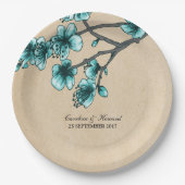 Aqua Vintag Cherry Blütenpapiere Teller (Vorderseite)