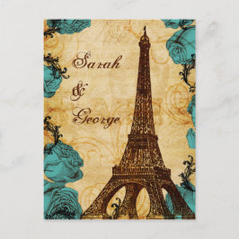 Aqua Vintag eiffelturm Paris Hochzeit Rsvp Einladungspostkarte