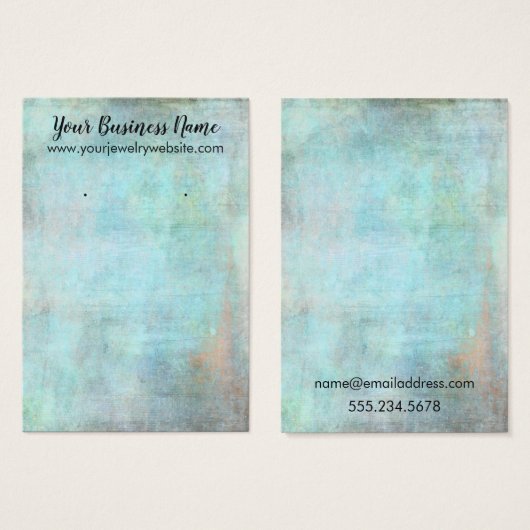 Aqua Vintag Grunge Earring Holder Display Cards (Vorne & Hinten)