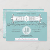 Aqua Vintag Modern Typografy Weddings Einladung (Vorne/Hinten)