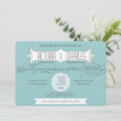 Aqua Vintag Modern Typografy Weddings Einladung (Stehend Vorderseite)