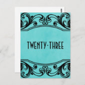 Aqua Vintag Wirbel Tischnummer Postkarte (Vorne/Hinten)