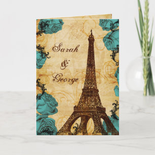 aqua vintage Eiffelturm Paris danke