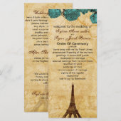 aqua Vintage Eiffelturm Paris Hochzeitsprogramm Programm (Vorne/Hinten)