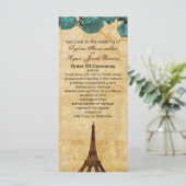 aqua Vintage Eiffelturm Paris Hochzeitsprogramm Programm (Stehend Vorderseite)