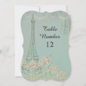 Aqua Vintage Paris Pariser Empfang Tisch Nummer Einladung (Vorderseite)