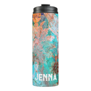 Aqua Vintage Patina Name Thermosbecher