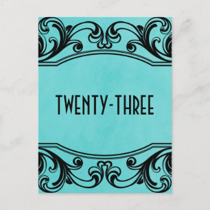 Aqua Vintage Swirls Tischnummer Postkarte