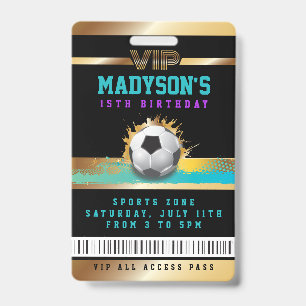 Aqua VIP SOCCER ALL ACCESS Gold Pass Abzeichen Ausweis