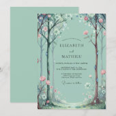 Aqua-Wald-Baum-Eukalyptus-Hochzeit Einladung (Vorne/Hinten)