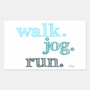 AQUA WALK JOG RUN (Schriftart GELADEN) Rechteckiger Aufkleber
