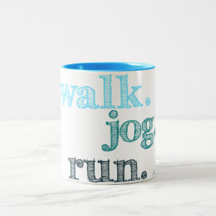 AQUA WALK JOG RUN (Schriftart GELADEN) Zweifarbige Tasse