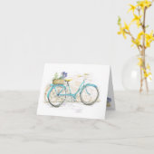 Aqua Wasserfarbe Fahrrad mit Korb Karte (Gelbe Blume)