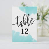 Aqua Wasserfarbe Pinselstrich Tischnummer Sitzplat (Stehend Vorderseite)