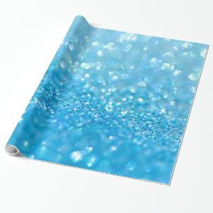 Aqua Water Baby Blue Glitzer Geschenkpapier