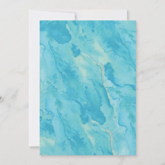Aqua Watercolor Babydusche Einladung (Rückseite)
