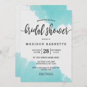 Aqua Watercolor Brush Bridal Dusche Einladung (Vorne/Hinten)