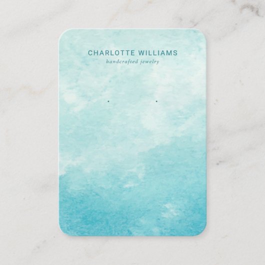 Aqua Watercolor Custom Juwelier Display Card Visitenkarte (Vorderseite)