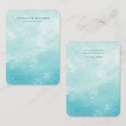 Aqua Watercolor Custom Juwelier Display Card Visitenkarte (Vorne/Hinten)