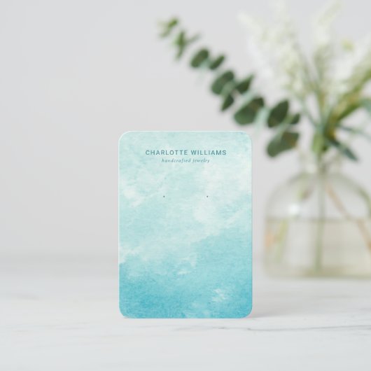 Aqua Watercolor Custom Juwelier Display Card Visitenkarte (Stehend Vorderseite)