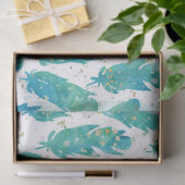 Aqua Watercolor Feathers Seidenpapier (Geschenk)