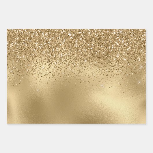 Aqua Watercolor Gold Glitzer Geschenkpapier Set (Vorderseite 3)