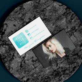 Aqua Watercolor-Logo und Foto Social Media Visitenkarte