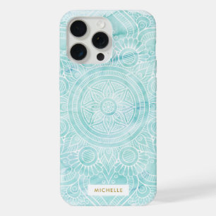 Aqua Watercolor Mandala iPhone 15 Pro Max Hülle