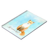 Aqua Watercolor Orange Fox Notizblock (Linke Seite)