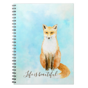Aqua Watercolor Orange Fox Notizblock