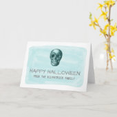 Aqua Watercolor Skull Halloween Grußkarte Karte (Gelbe Blume)
