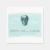 Aqua Watercolor Skull Halloween Paper Napkins Serviette (Vorderseite)