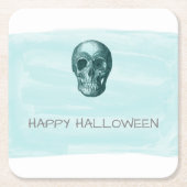 Aqua Watercolor Skull Halloween Paper Untersetzer (Vorderseite)